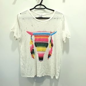Vintage striped bull distressed Lauren moshi T NWT
